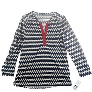 T-Shirt Women Chevron Western Boho Global Folk Minimalist Vacation NWT Size M